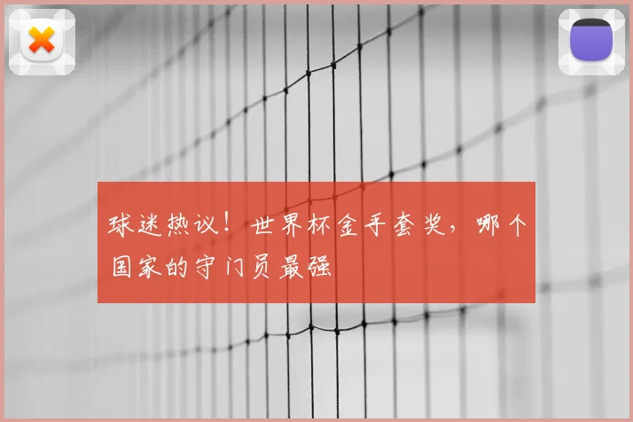 球迷热议！世界杯金手套奖，哪个国家的守门员最强